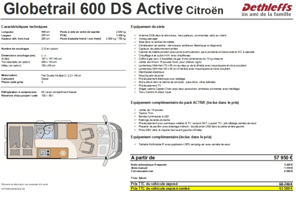 Fourgon aménagé - Dethleffs - GLOBETRAIL ACTIVE 600 DS - 2026