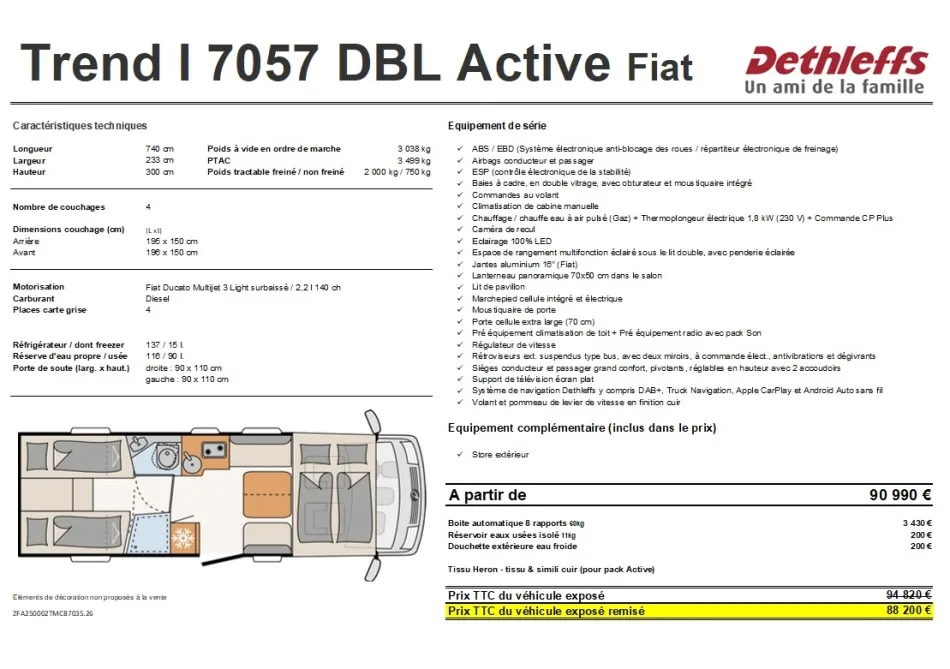 Camping-car - Dethleffs - TREND ACTIVE I 7057 DBL - 2026